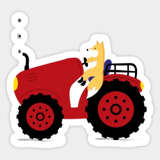 Tractor and fox Sticker